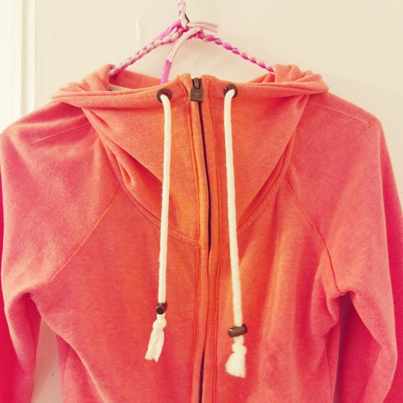 Coral pink hoodie collar drawstrings - Picture 2 of 3